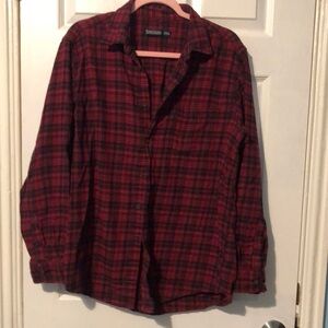 Faded Glory Red Plaid Casual Button Down Shirt
